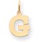 14K Yellow Gold Small Block Intial Letter G Charm Jewerly 18mm x 10mm